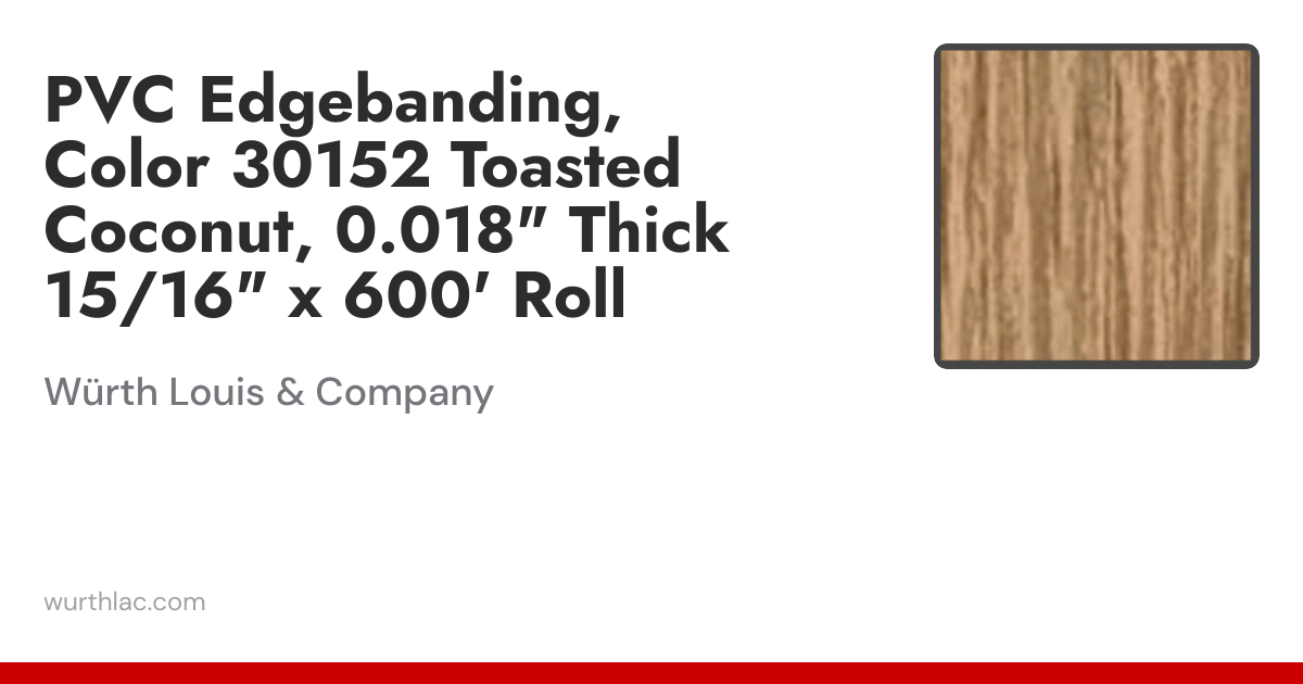 PVC Edgebanding, Color 30152 Toasted Coconut, 0.018